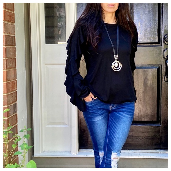 Layered sleeves long sleeve tunic top - Picture 2 of 8